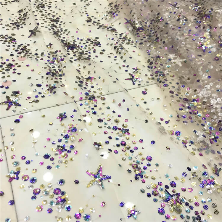 Sequin Evening Women's Polyester Embroidered Fabric for Women's Wear W 3